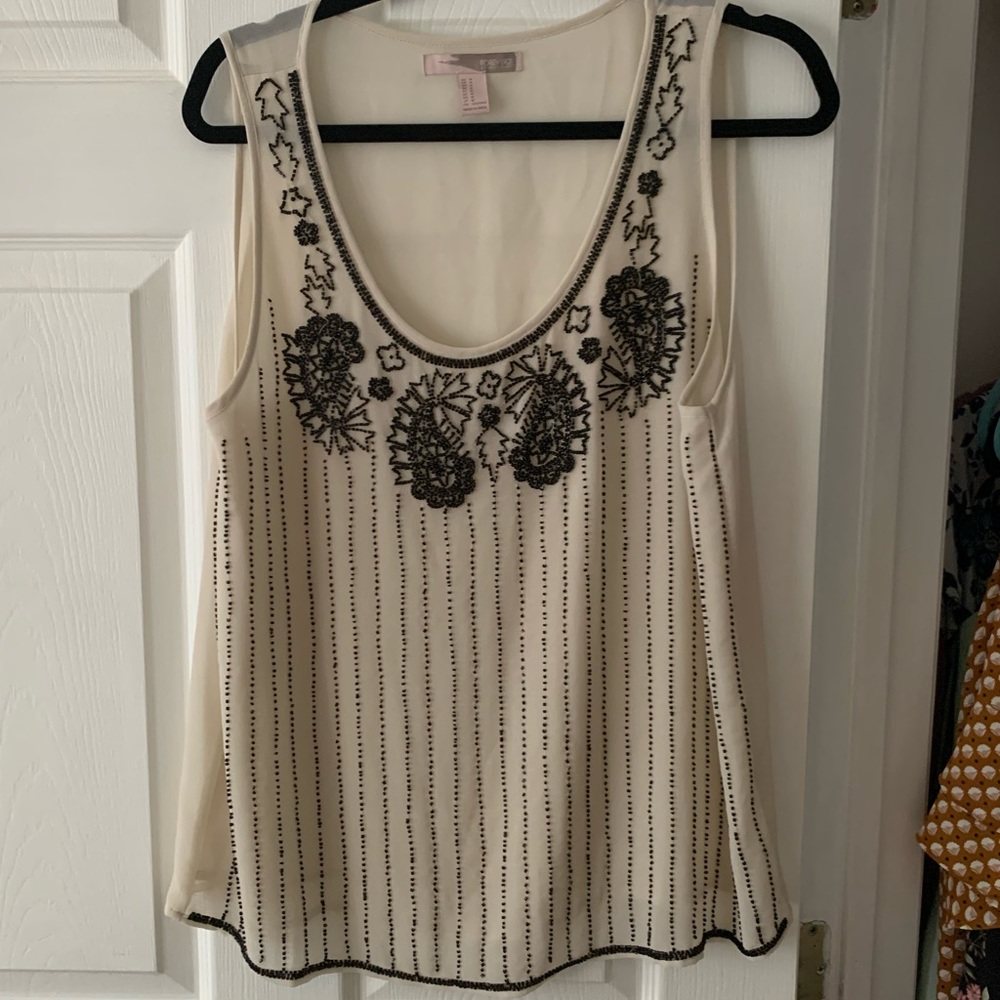 Ivory Beaded Tank